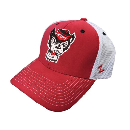 NC State Wolfpack Zephyr Red and White Wolfhead Fitted Hat