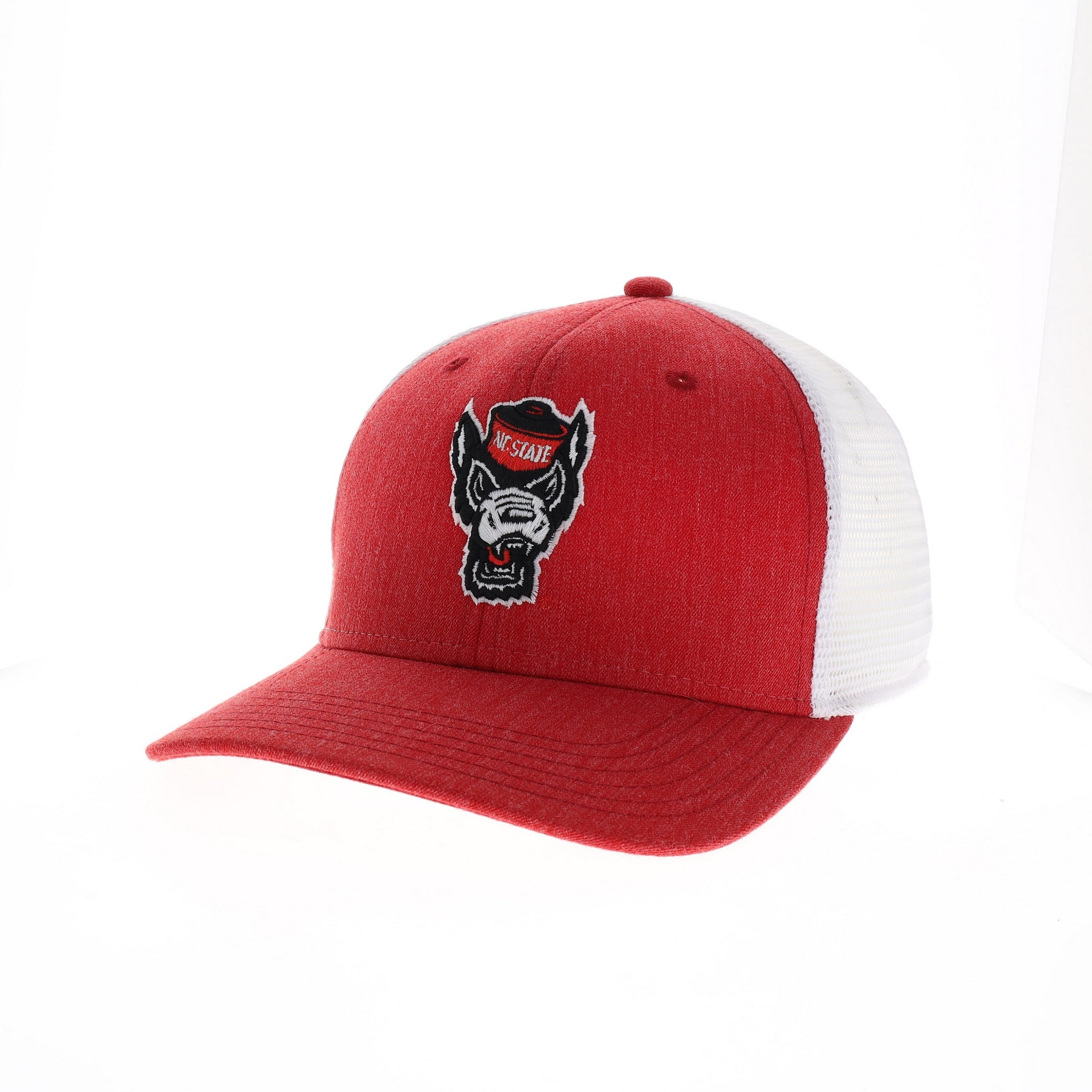 NC State Wolfpack Melange Red and White Wolfhead Mid Pro Snapback Adjustable Hat