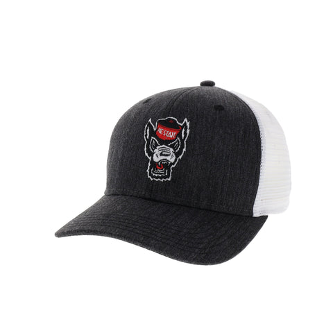 NC State Wolfpack Melange Black and White Wolfhead Mid Pro Snapback Adjustable Hat