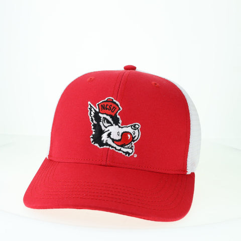 NC State Wolfpack Red and White Slobbering Wolf Mid Pro Snapback Adjustable Hat