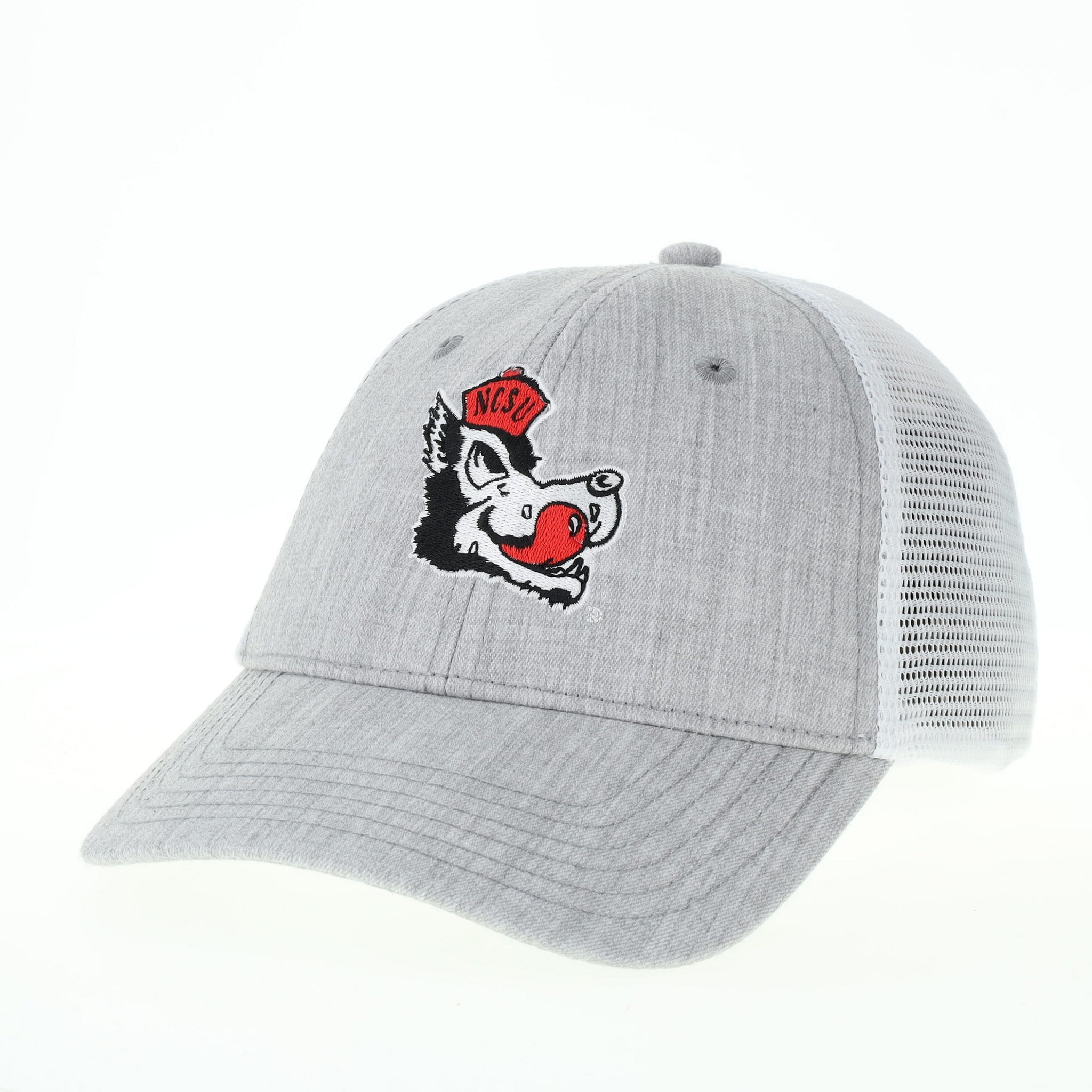 NC State Wolfpack Legacy Youth Melange Grey and White Slobbering Wolf Lo-Pro Adjustable Hat
