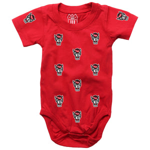 NC State Wolfpack Red All Over Wolfhead Onesie