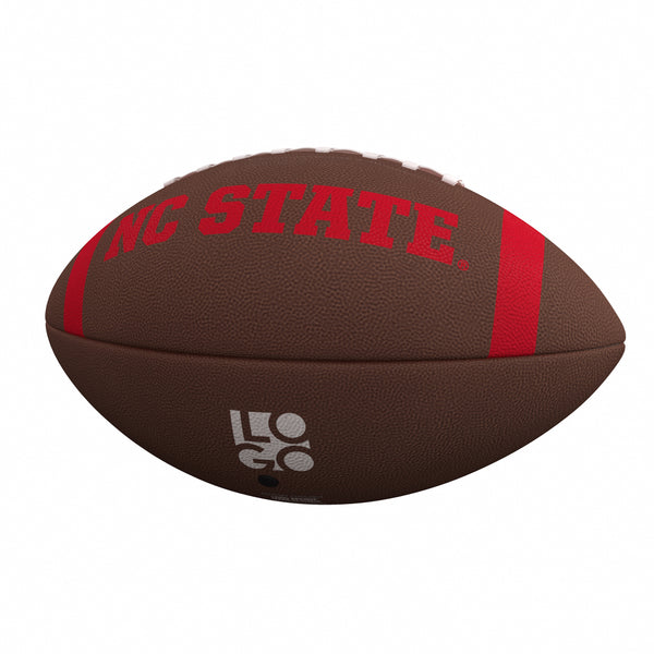 NC State Wolfpack Logo Brown Team Stripe Official-Size Composite Football