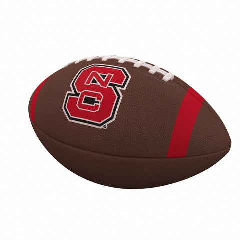 NC State Wolfpack Logo Brown Team Stripe Official-Size Composite Football
