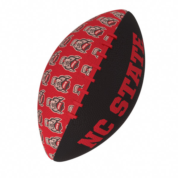 NC State Wolfpack Red and Black Wolfhead Mini Rubber Football