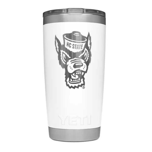 NC State Wolfpack Yeti White Wolfhead 20oz Tumbler