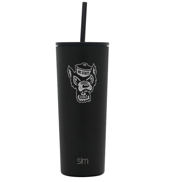 NC State Wolfpack Simple Modern 24 oz Black Wolfhead Classic Tumbler