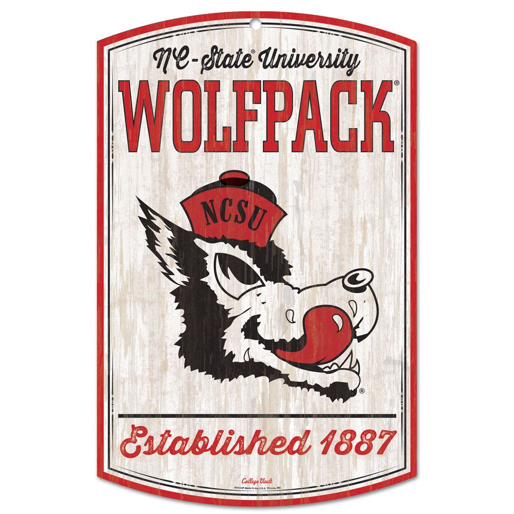 NC State Wolfpack Wincraft Slobbering Wolf Wood Sign