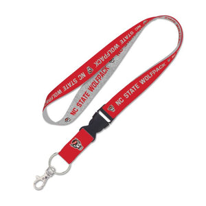 NC State Wolfpack Grey and Red Wolfhead Lanyard w/ Buckle Release