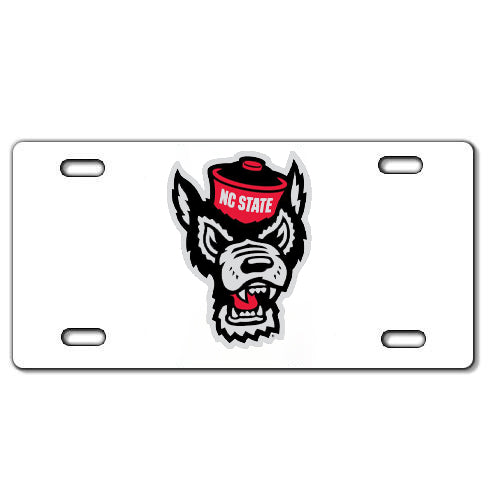 NC State Wolfpack White Wolfhead Acrylic License Plate