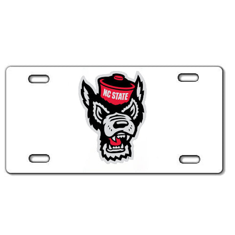 NC State Wolfpack White Wolfhead Acrylic License Plate