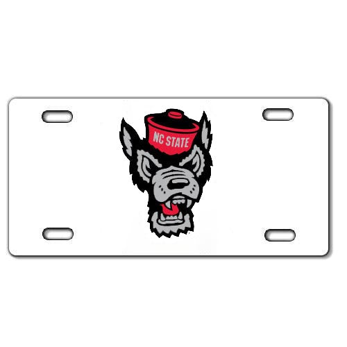NC State Wolfpack White Wolfhead License Plate