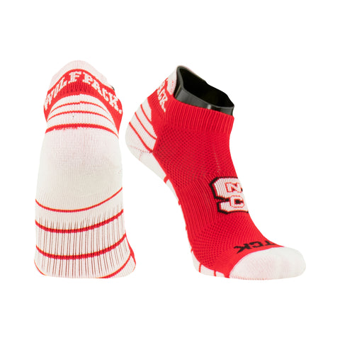 NC State Wolfpack Red and White Block S Low Cut Socks
