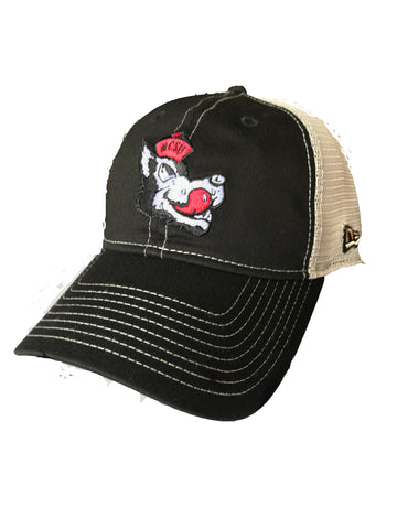 NC State Wolfpack New Era Black Slobbering Wolf Mesh Adjustable Hat