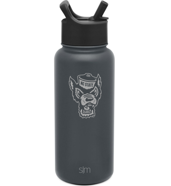 NC State Wolfpack Simple Modern 32 oz Graphite Wolfhead Summit Water Bottle