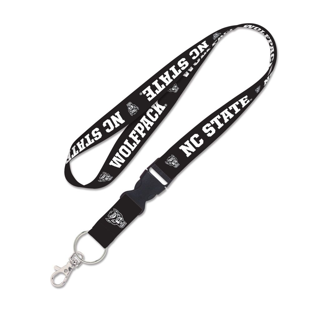 NC State Wolfpack Black Wolfhead 1" Lanyard w/ Buckle Release