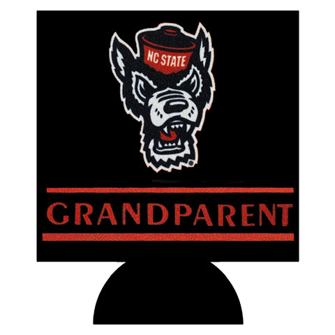 NC State Wolfpack Black Grandparent Wolfhead Can Koozie