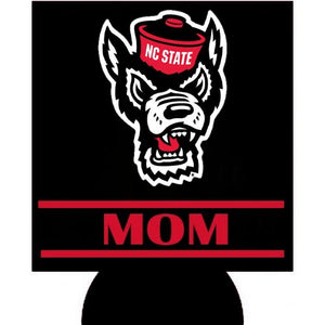 NC State Wolfpack Wolfhead Mom Black Can Koozie