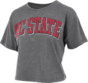 NC State Wolfpack Women's Heather Black Michelin Crop Top