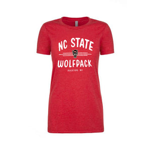 NC State Wolfpack Women's Heather Red Wolfhead In Lines T-Shirt