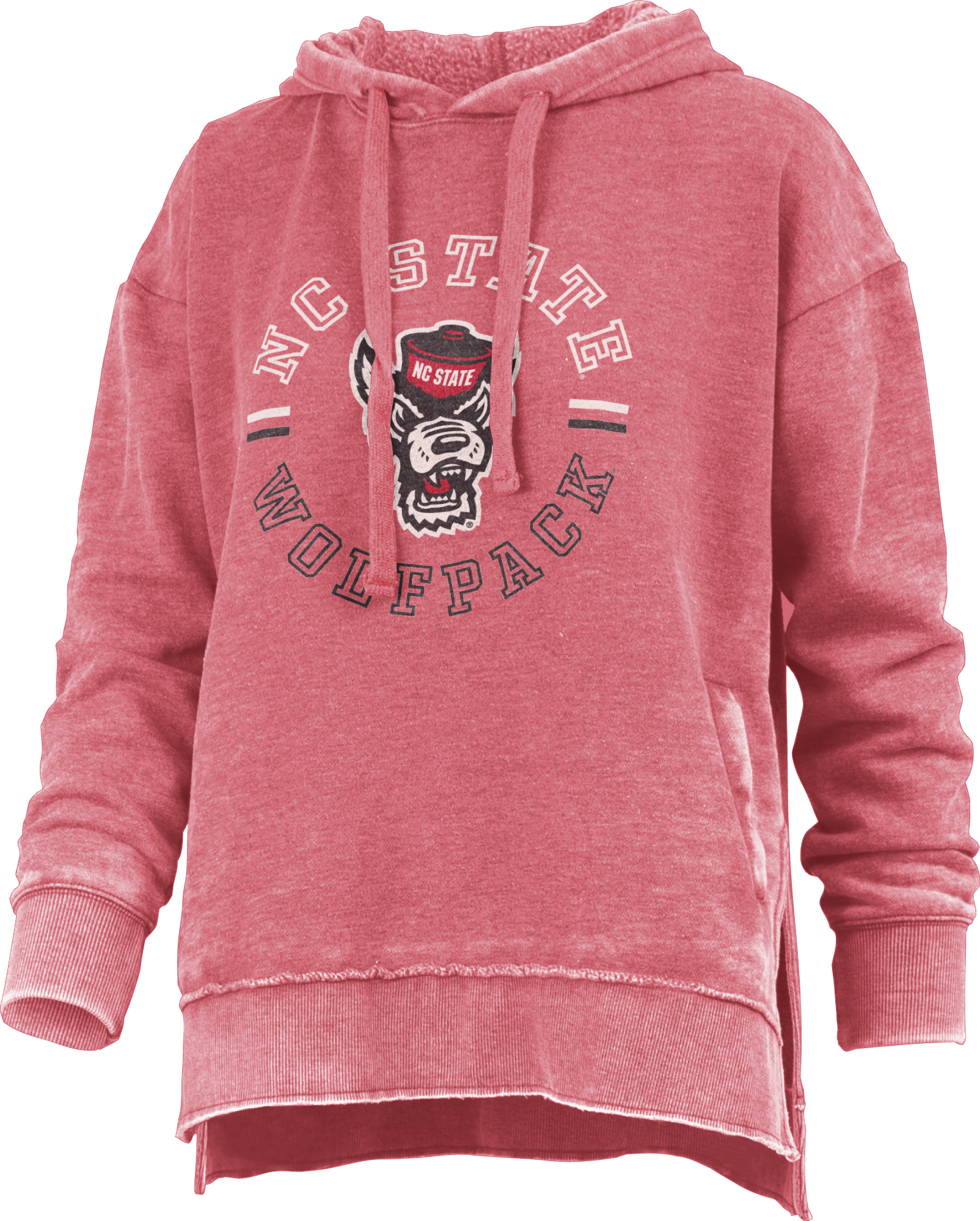 NC State Wolfpack Women's Heather Red Challenger Hi-Low Hooded Sweatshirt