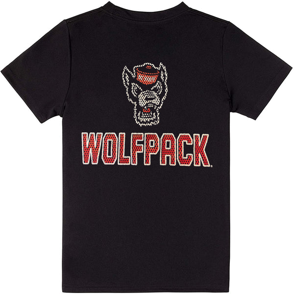 NC State Wolfpack Champion Youth Black Wolfhead Over Wolfpack Athletic T-Shirt