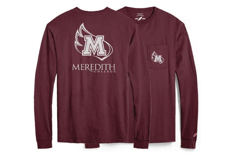 Meredith College Maroon Pocket Long Sleeve T-Shirt