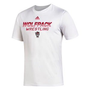 NC State Wolfpack Adidas White Wolfhead Wrestling Creator T-Shirt