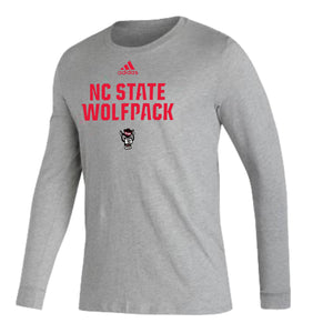 NC State Wolfpack Adidas Heather Grey Long Sleeve T-shirt