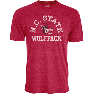 NC State Wolfpack Heather Red Arched NC State Over Slobbering Wolf T-Shirt