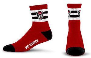 NC State Wolfpack FBF 5-Stripe Wolfhead Socks