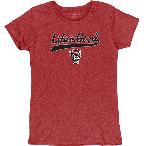 NC State Wolfpack Life is Good Women's Heathered Red T-shirt