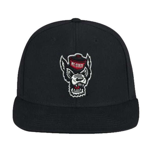 NC State Wolfpack Adidas Black Wolfhead Flat Brim Snapback Hat