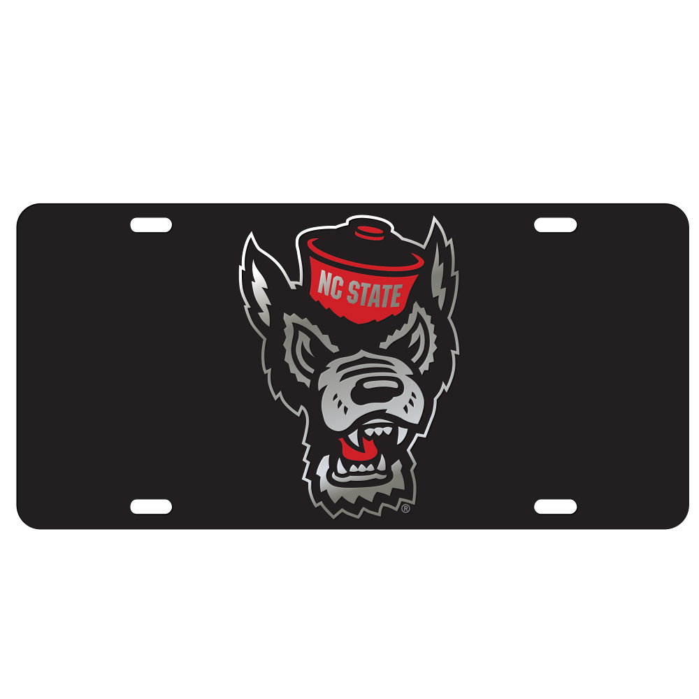 NC State Wolfpack Black Wolfhead License Plate