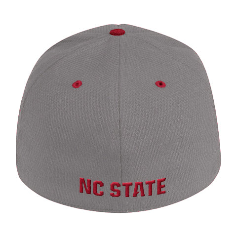 NC State Wolfpack Adidas Grey and Red Wolfhead On-Field Mesh Fitted Hat