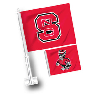 NC State Wolfpack Strutting Wolf/ Block S Double Sided Car Flag