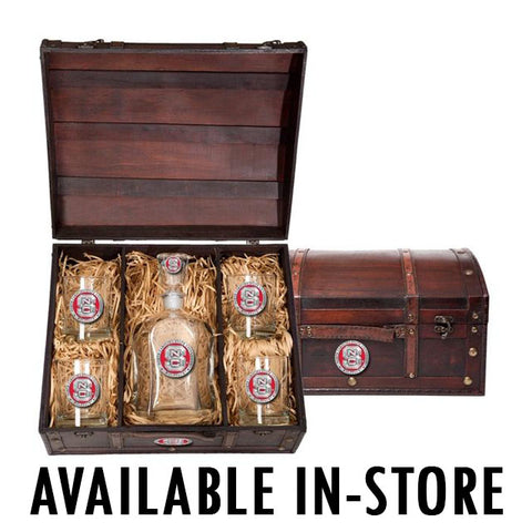 NC State Wolfpack Heritage Pewter Capitol Red Decanter Chest Set