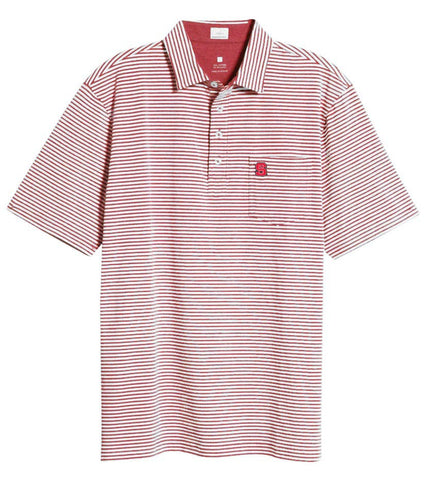 NC State Wolfpack Johnnie-O Red and White Striped Nelly Block S Polo