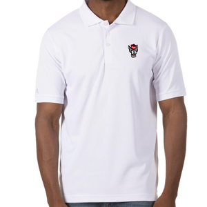 NC State Wolfpack Antigua White Wolfhead Legacy Pique Polo
