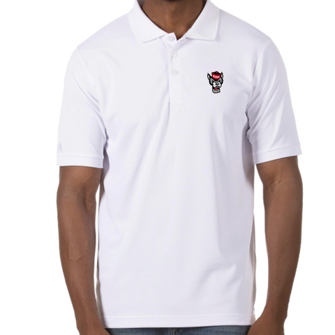 NC State Wolfpack Antigua White Wolfhead Legacy Pique Polo