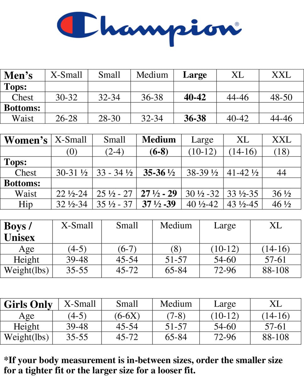 Champion reverse weave crewneck size chart new arrivals