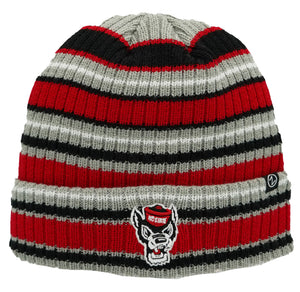NC State Wolfpack "Puckett" Stripe Wolfhead Cuffed Beanie
