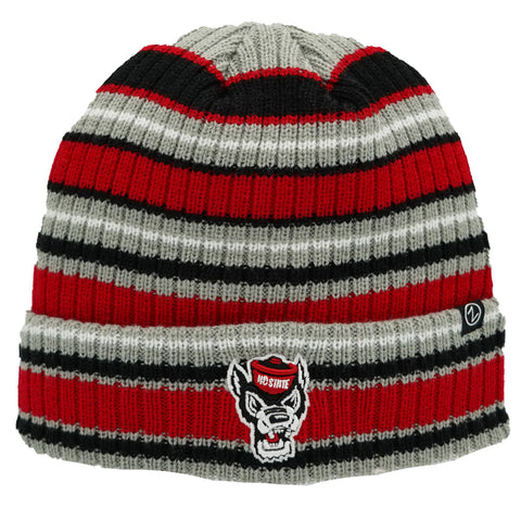 NC State Wolfpack "Puckett" Stripe Wolfhead Cuffed Beanie
