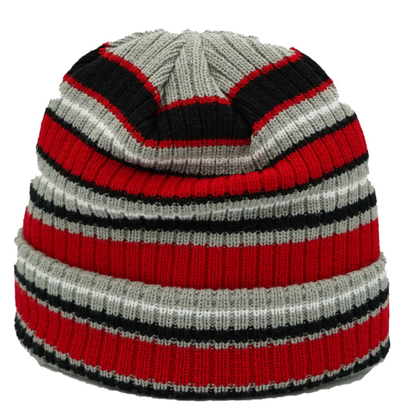 NC State Wolfpack "Puckett" Stripe Wolfhead Cuffed Beanie