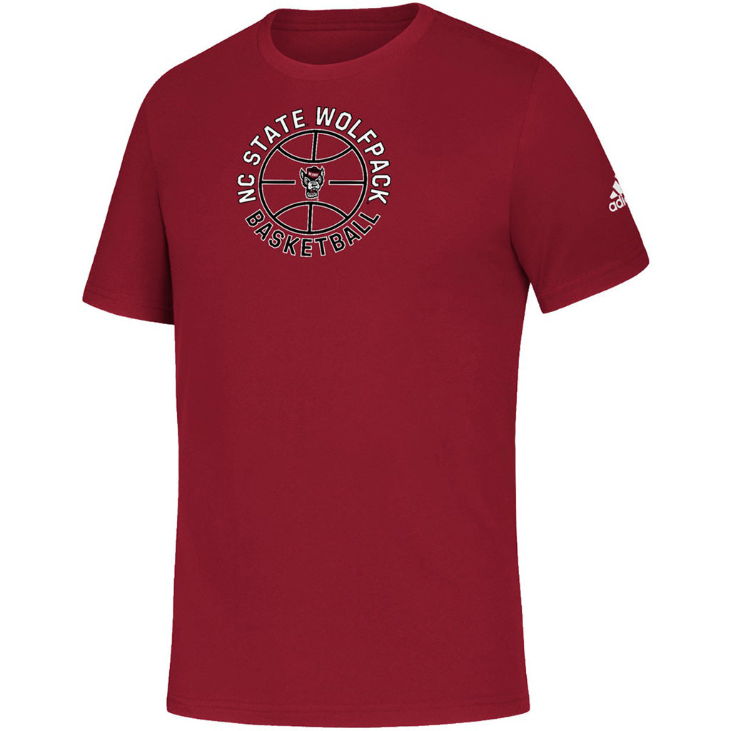 NC State Wolfpack Adidas Youth Red On Court Basketball Wolfhead Amplifier T-Shirt