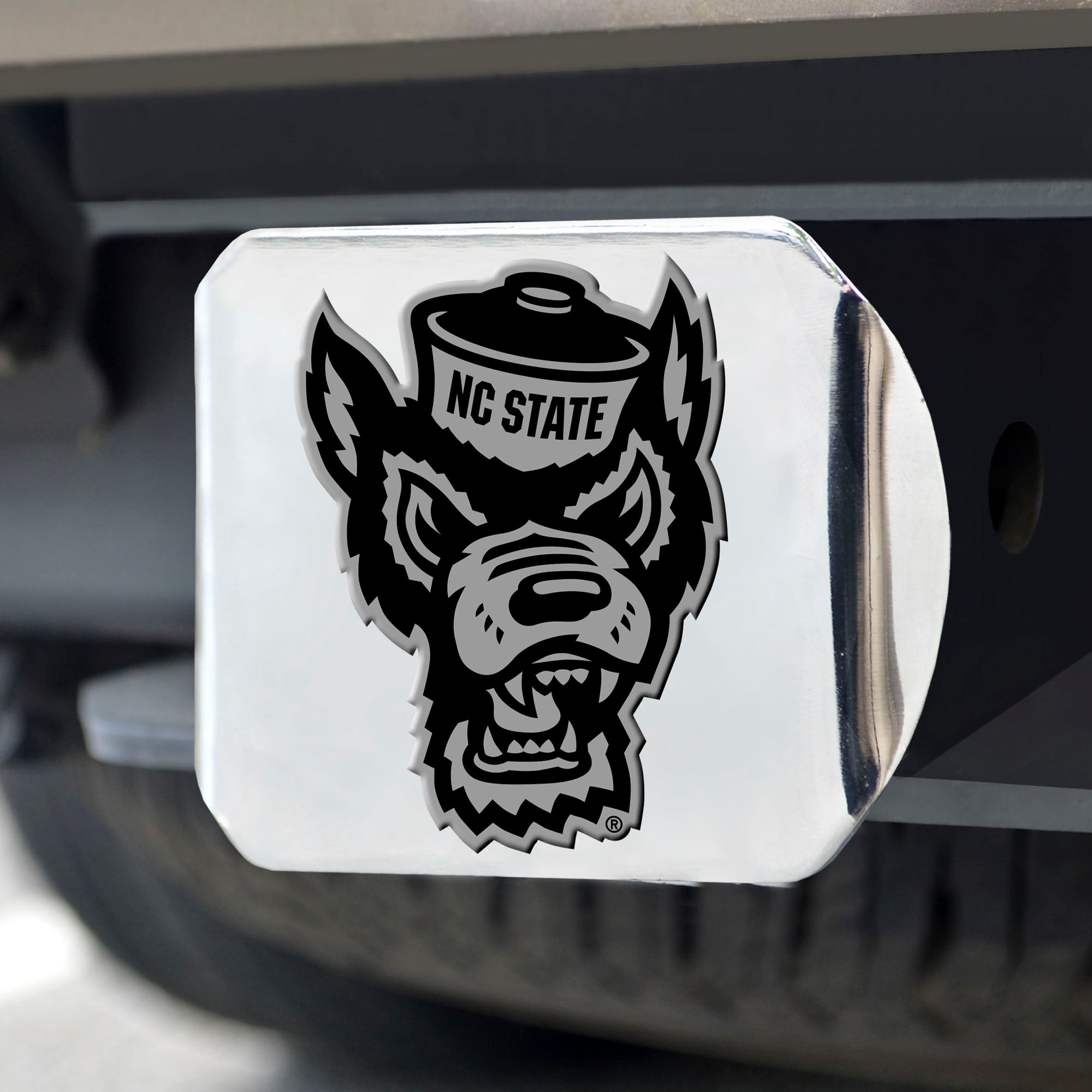 NC State Wolfpack All Chromed Wolfhead Hitch Cover