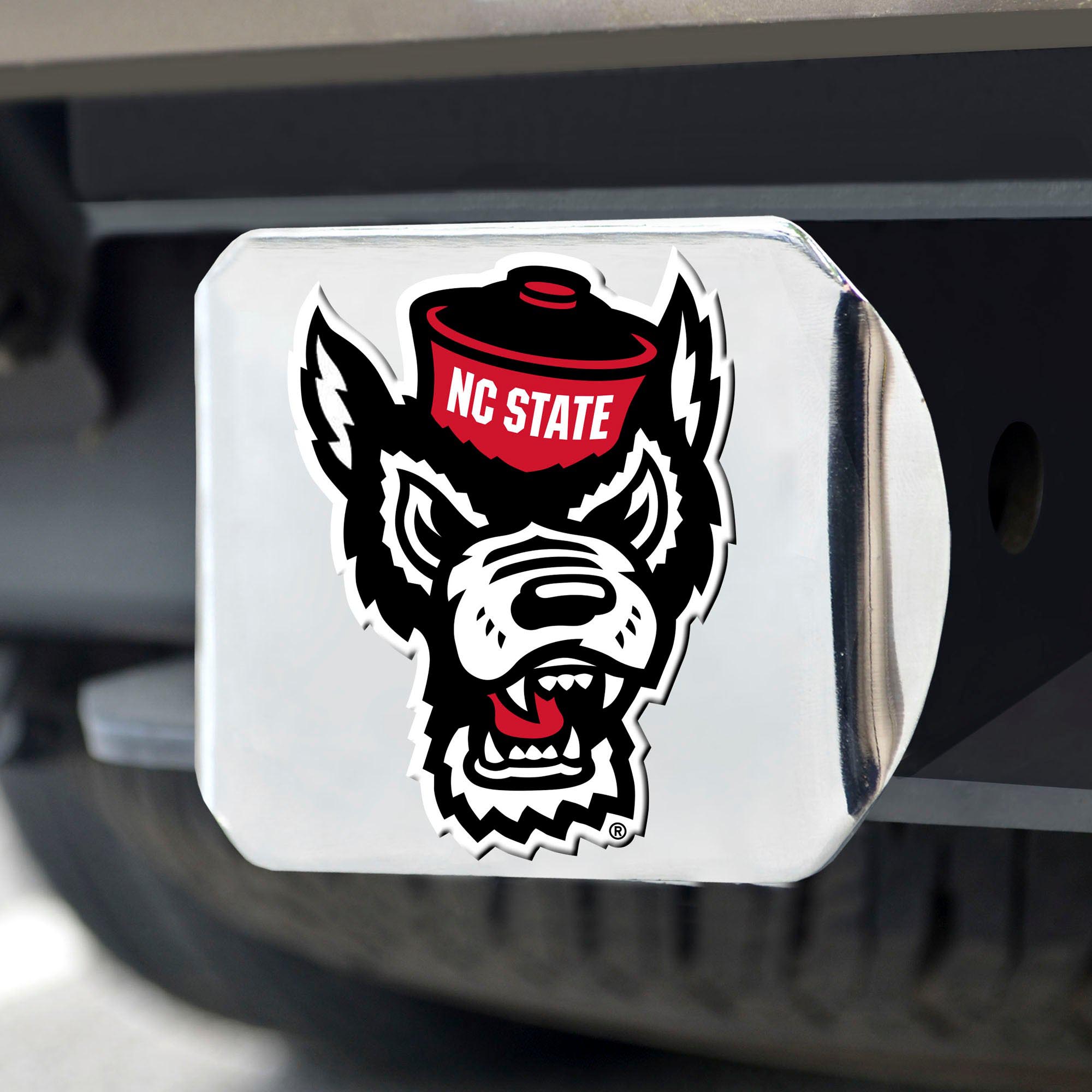 NC State Wolfpack Full Color Chromed Wolfhead Hitch Cover