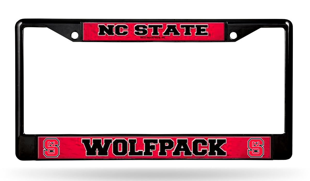 NC State Wolfpack Rico Black Plastic Block S License Plate Frame