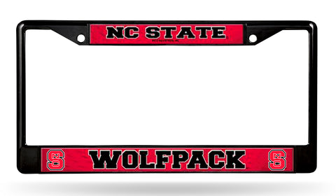 NC State Wolfpack Rico Black Chrome Block S License Plate Frame