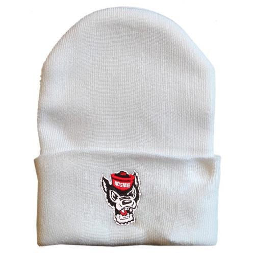 NC State Wolfpack Creative Knitwear White Wolfhead Newborn Knit Hat